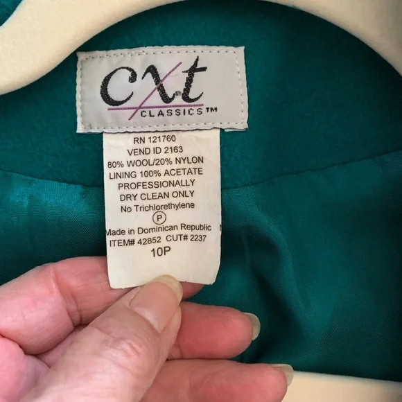 Classic CXT Women's A-line Teal wool Coat. Mint condition! - Picture 8 of 8